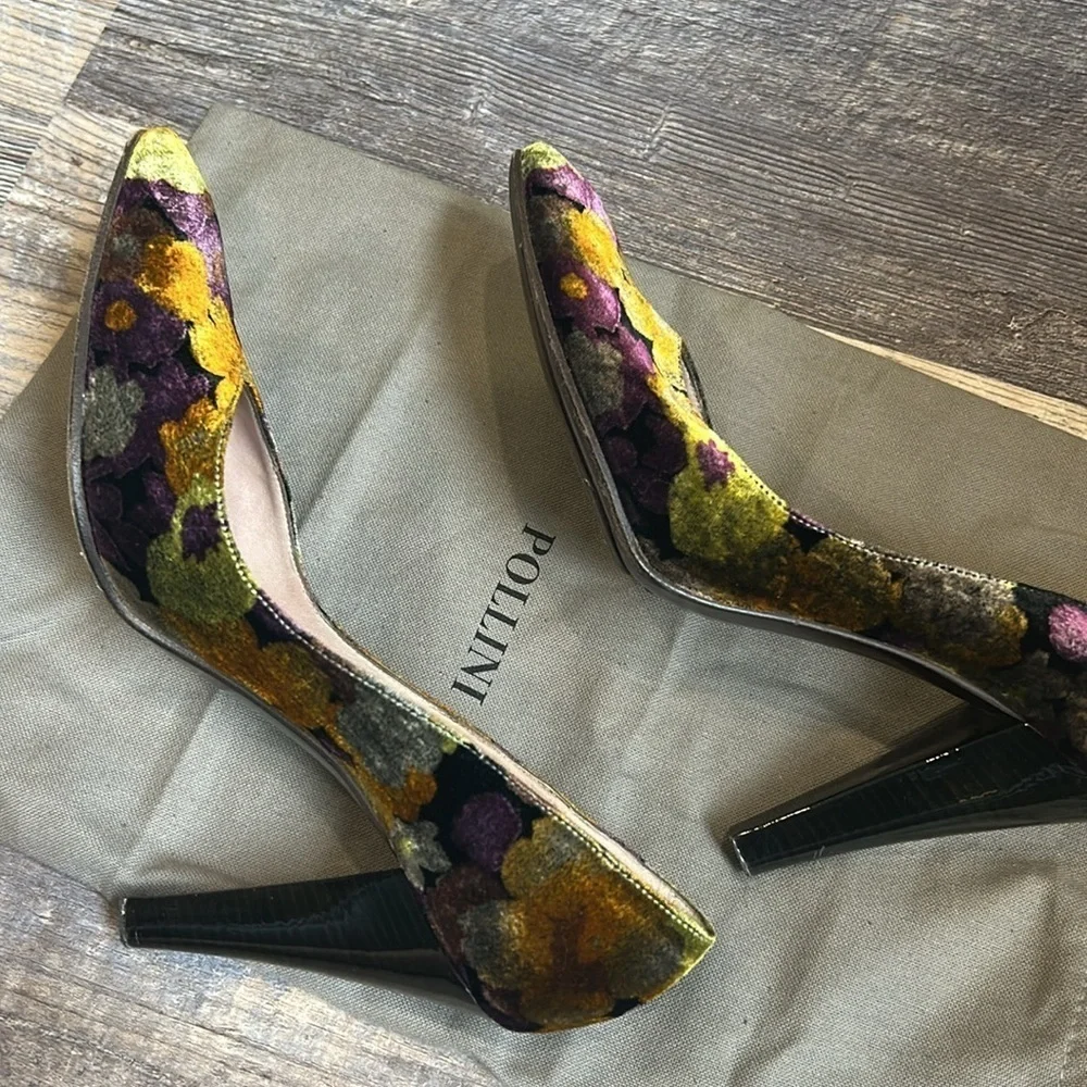Pollini Italian Floral Heels Size 39 1/2 Floral